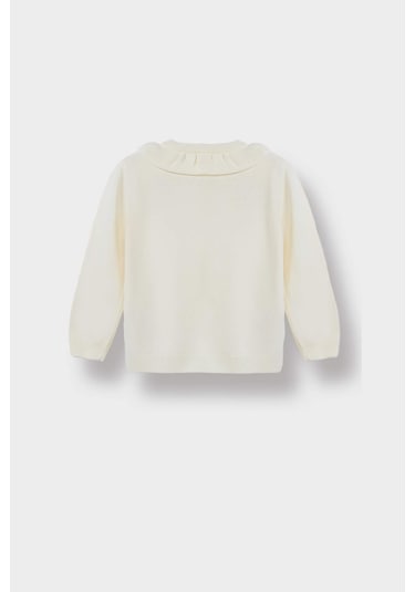 Defacto Kız Bebek Fırfırlı Yaka Hırka F2638a525auer134 Ekru