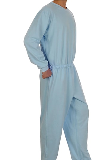 Caretex Sırt ve Bacak Fermuarlı Hasta Bakım Tulumu Mavi