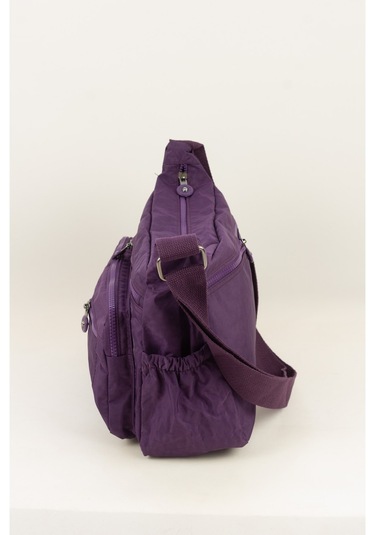 Krinkıl / Klinkır Su Geçirmez Kumaş Çok Gözlü Çapraz Kol ve Omuz Postacı Çantası Mor 5835 Mor