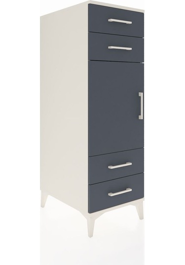 Kronos Dolap 2 Raflı 4 Çekmeceli Tek Kapaklı 44x59x134 Aytaşı-antrasit Aytası