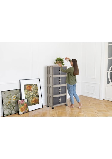 Çok Amaçlı Kapaklı Portatif İstiflenebilir Tekerlekli Organizer Dolap Kahverengi Kahverengi Çok Amaçlı Kapaklı Portatif İstiflenebilir Tekerlekli Organizer Dolap Kahverengi Kahverengi