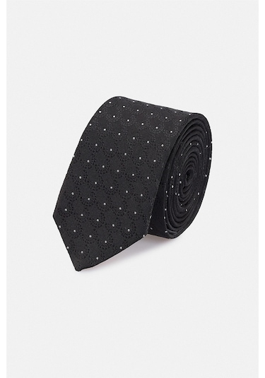 Süvari Siyah Baskılı Kravat-33534 Siyah