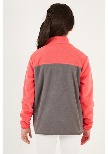 Lela Yumuşak Dokulu Yarım Fermuarlı Renk Bloklu Dik Yaka Unisex Çocuk Polar 5905004 Somon-Gri Lela Yumuşak Dokulu Yarım Fermuarlı Renk Bloklu Dik Yaka Unisex Çocuk Polar 5905004 Somon-Gri