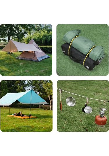 Monyee Kamp Çadırı İçin 4mm Nilon Yansıtıcı Rope Seti, Rüzgar Dayanıklı, 4 Adet, Saklama Çantasıyla, Siyah Siyah