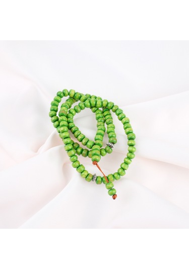 Ağaç Yeşil Habbe 99luk Tekerlek Kesim 6.5x5mm Namaz Tesbihi Yeşil