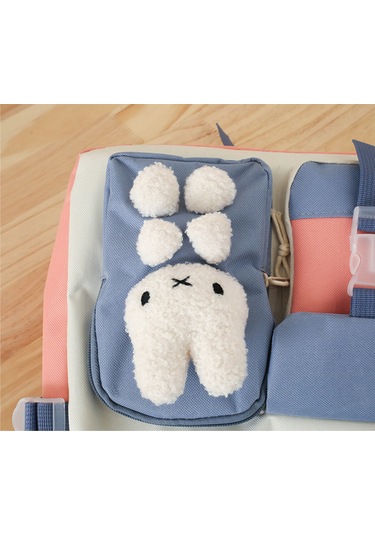 Moveevo Renkli Kumaşlı 5 Parça Aksesuar Seti İle Büyük Kapasiteli Çift Omuzlu Sırt Çantası Mor Renk Çok Renkli