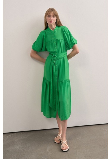 Mathilda Store Kadın Balon Kol Maxi Elbise