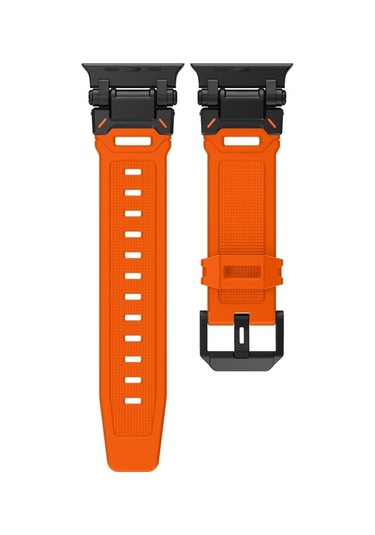 Novahub İos Watch Uyumlu Serisi 7 45mm Ergonomik Explorer Tpu Saat Bantı Siyah Turuncu