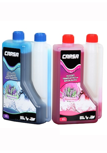 Carsa Karavan Tuvalet Kimyasalı Koku Önleyici Atık Parçalayıcı Klozet Temizleyici + Tuvalet Temizletici ve Sifon Suyu  x 1 L