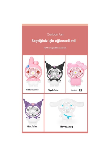 Aurora Çocuk El Masaüstübüyük Fanşarj Edilebilir Karikatür Fan Oyuncak Beyaz