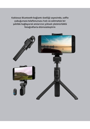 Bluetooth - 547 - Selfie Çubuğu 360 Dönebilen Başlık, - Ece-umay - Kablosuz Bağlantı