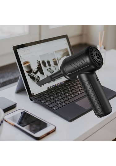 Geeksen Taşınabilir Şarjlı 10000pa Güçlü Elektrikli Süpürge - 5 Nozullu, Led Işıklı, 6000mah Pil İle Bilgisayar, Araç Ve Ofis Temizliği İçin