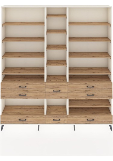 Arges Dolap 19 Raflı 8 Çekmeceli 220x30x243 Aytaşı-çam/çam Atlas Çam/atlas Çam