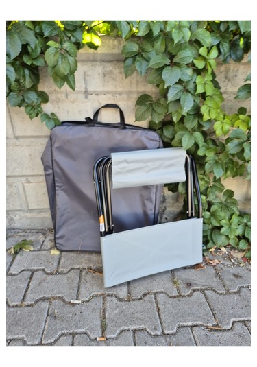 3'lü Katlanabilir Bahçe Piknik Balıkçı Kamp Seti Gri