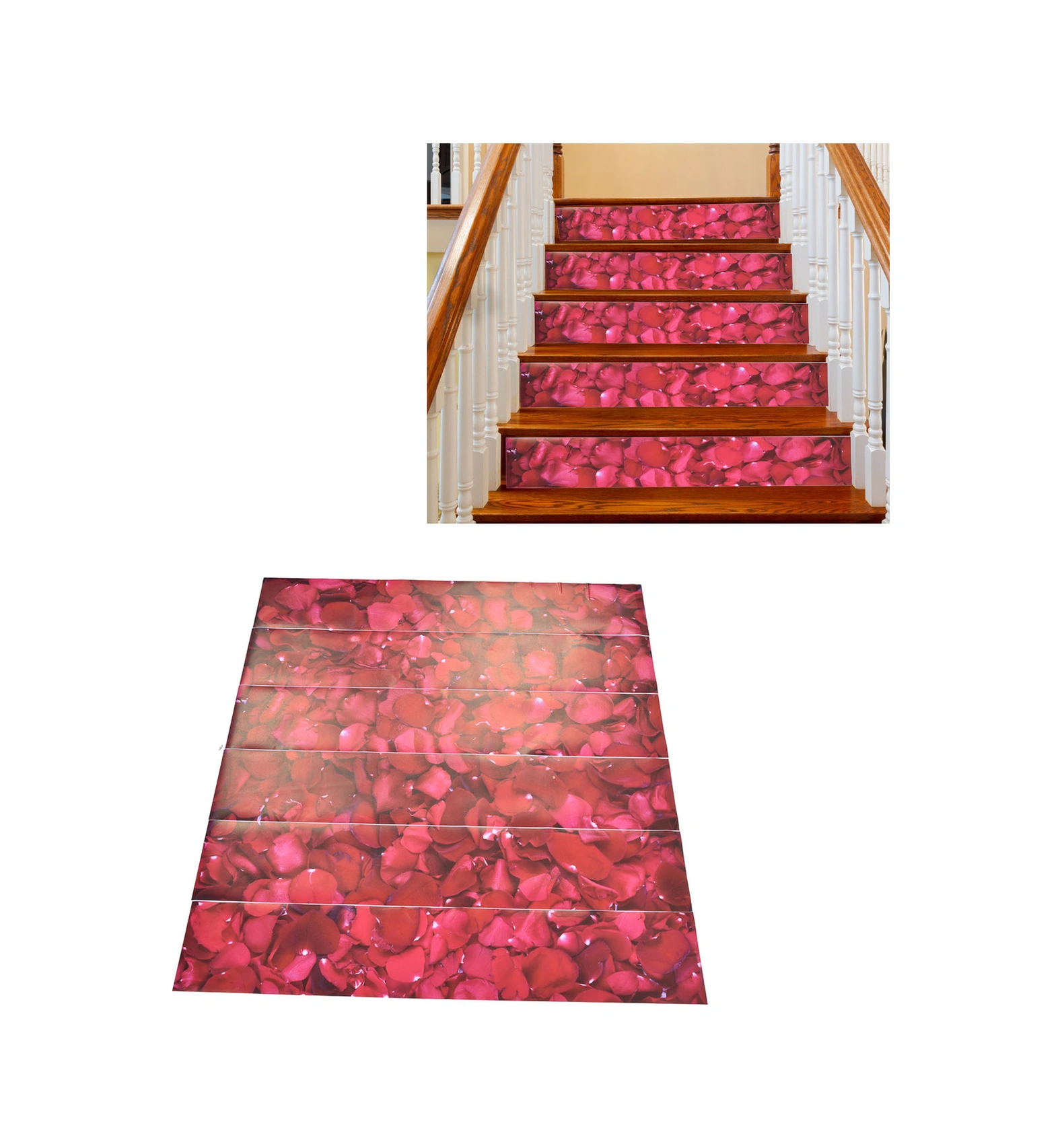 Geeroyoo 6 Adet 3d Pvc Merdiven Stickerı - Kendine Yapışkan, Su Geçirmez, Dekoratif Gül Yaprağı Deseni 100x18cm Diğer