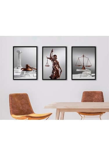 Adalet Simgeleri Üçlü Çerçeveli Mdf Tablo Seti-174305