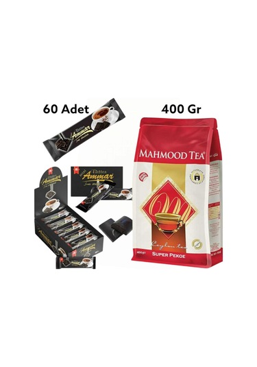 Super Pekoe Sri Lanka Mahmood Dökme Çayı 400 Gr Ammar Bitter İkramlık Çikolata 60 Adet 2 Li Set