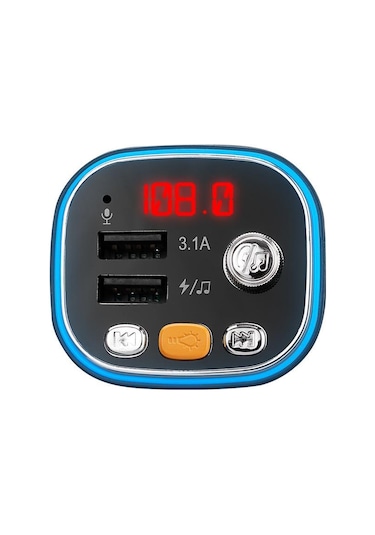 S-link Sl-bt306 Çift Usb 5v 3.1a Rainbow Işıklı Led Ekran Tf Kartlı V5.0 Bluetooth Fm Transmitter