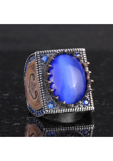 925 Ayar Gümüş İslami Yüzük, Yapay Taş Yüzük, El Yapımı Hat Yazısı Yüzük Yapay Göztaşı Gümüş