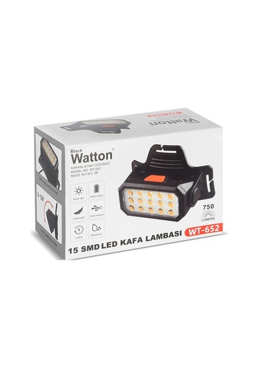 15 Ledli Sarı / Beyaz Şarjlı Kafa Lambası Wt-652 Çok Renkli