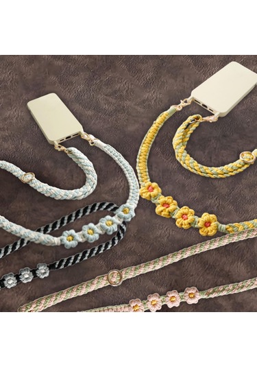 Suntek Boho Makrome Crossbody Omuz Askısı Dokuma Papatya