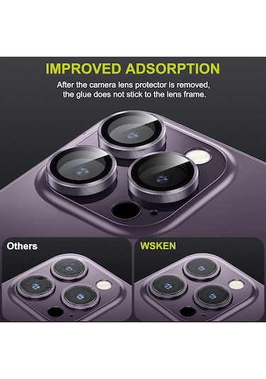 Xindoker İphone 14 Pro Mavi Safir Kamera Koruyucu - Hassas Hizalama Destekli Lens Kılıfı Gümüş