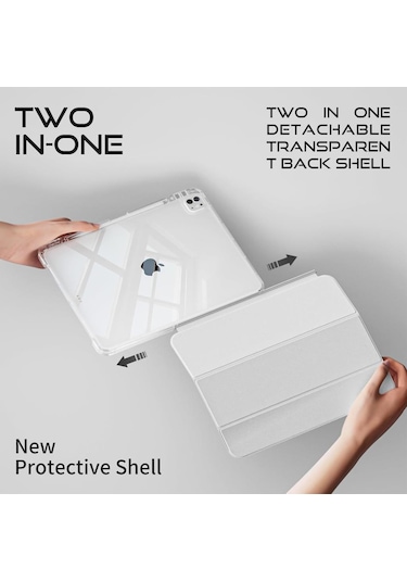 İpad Uyumlu Pro 11 İnç M4 2024 Kılıf Kalem Bölmeli Akrilik Şeffaf Ayrılabilir Case A2836 A2837 A3006 Kılıf