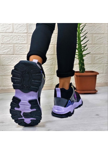 M.p One 3139 Gri-siyah-mor Fuspetli, Cırtlı İçi Polar Kız Çocuk Bot 001