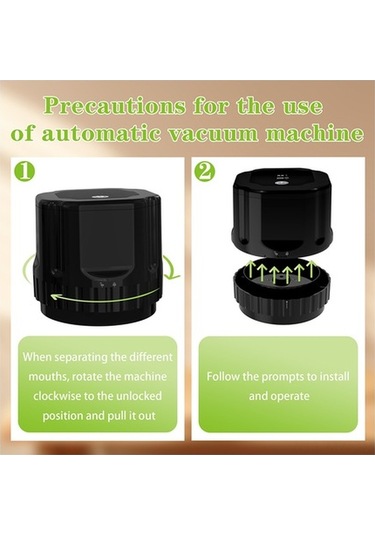 Novahub Güçlü Vakumlu Mason Kavanoz Kapatıcı - Otomatik, Şarj Edilebilir, Basit Kullanım Siyah Siyah