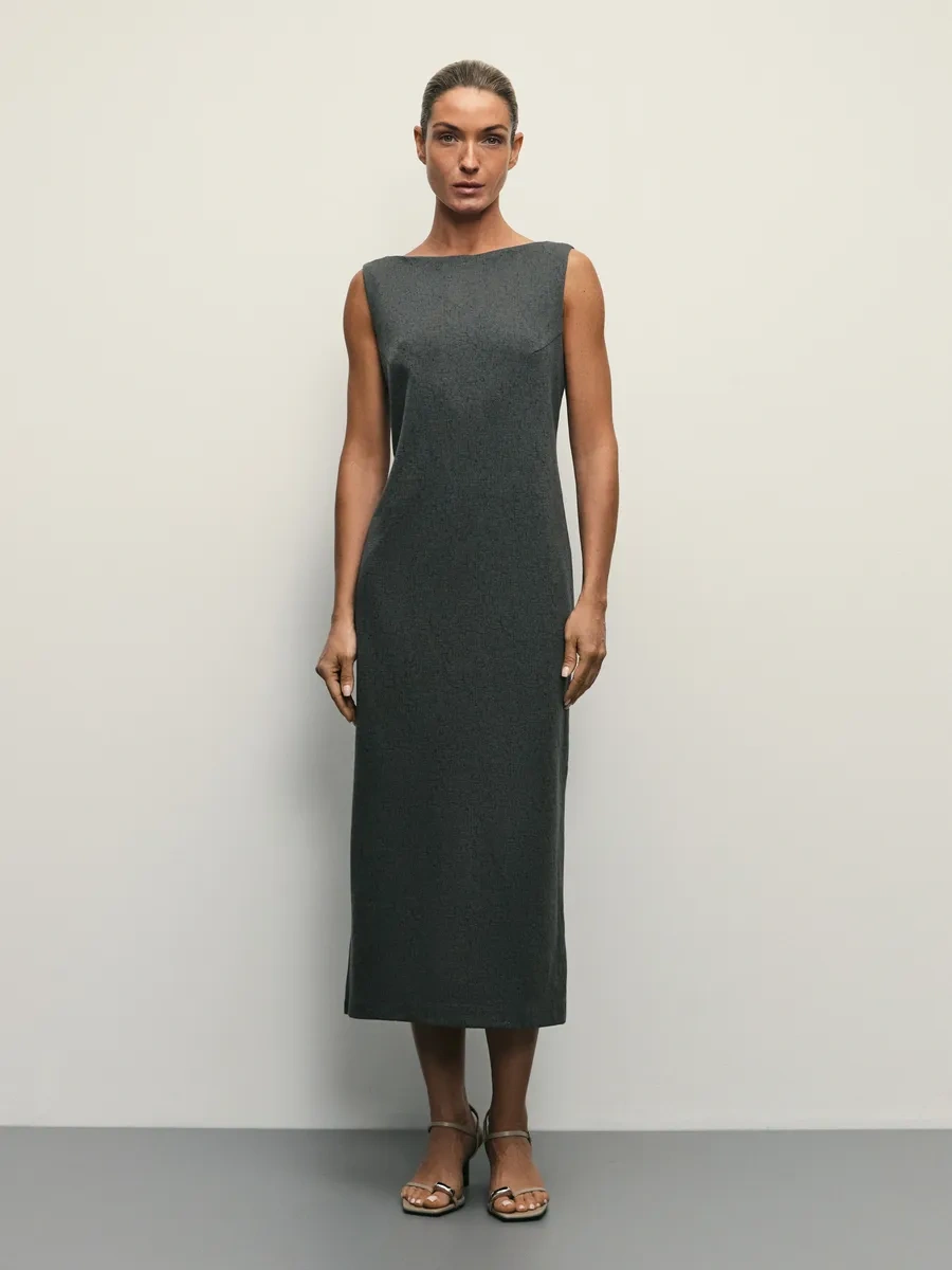 Zarına Geniş Askılı Temel Midi Elbise 338617607 Yeşil