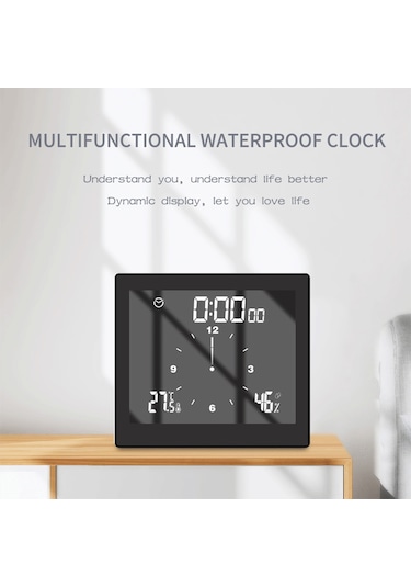 Yaleker Sıcaklık Nem Ölçer Ip65 Su Geçirmez Dijital Saat - Büyük Lcd Ekran, Geri Sayım, Alarm Ve 12/24 Saat Formatı Siyah Ts-wp10 Siyah