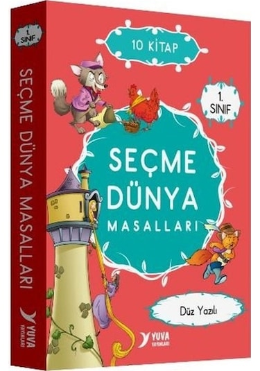 1. Sınıf Seçme Dünya Masalları Düz Yazılı - 10 Kitap Kitap- Yuva