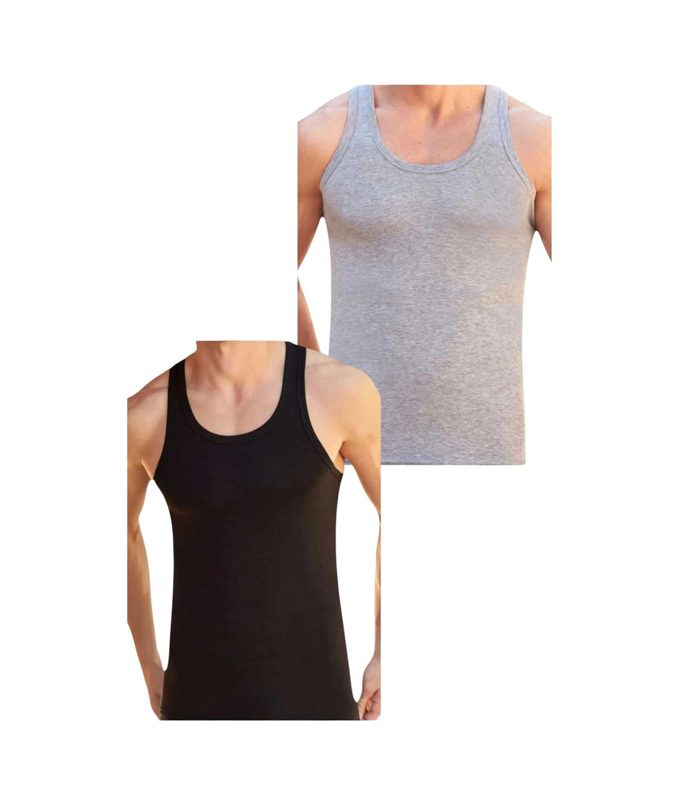 Tezzgelsin Erkek Pamuklu 2 Renk 12'li Atlet Gri - Siyah