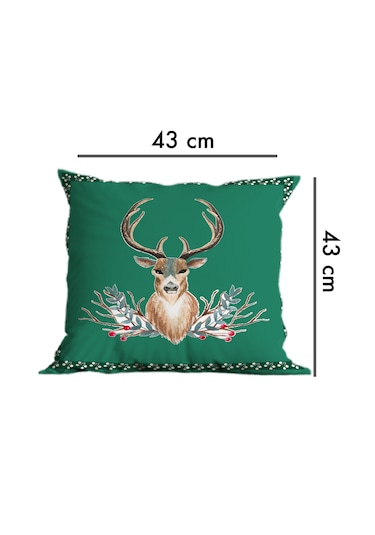 Belle Benoit Yılbaşı Baskılı Dekoratif 6'lı Koltuk Kırlent Kılıfı Yeşil - Kırmızı