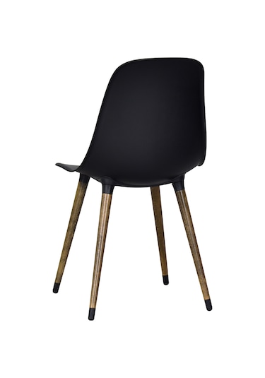 Vilinze Eames Kestane Ahşap Ayak Plastik Siyah Sandalye Eames-beyaz Siyah - Kestane