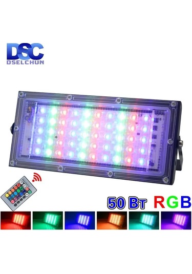 Yaozixa Rgb Led Projeksiyon Lambası 50w Dış Mekan Aydınlatması Kumanda Kontrollü 220-240v Toz Ve Nem Koruma RGB