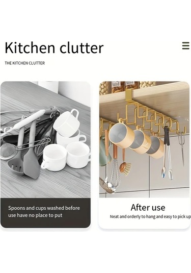 Willowhaven Altın 6 Kancalı Paket Banyo Askılık 12 Kancalı Düzensiz Mutfak Tencere Askısı Dolap Organizatörü Altın