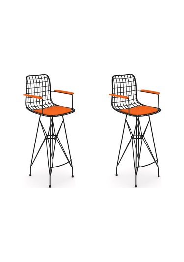 Knsz kafes tel bar sandalyesi 2 li zengin syhtrn kolçaklı 75 cm oturma yüksekliği ofis cafe bahçe mutfak