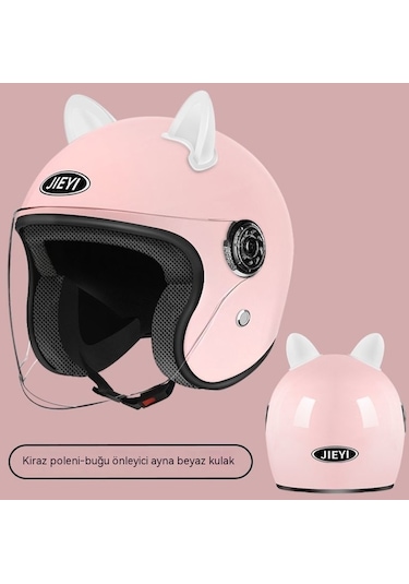 Yy Erkekler Ve Kadınlar İçin Her Mevsime Uygun Düşme Önleyici Emniyet Kaskı Kahverengi Lens-sk5882-mat Pembe-beyaz Kedi Kulakları