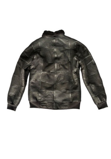 Patchwork Kürk-süet Hakiki Deri Yakalı Biye Ve Triko Detaylı Mont Siyah