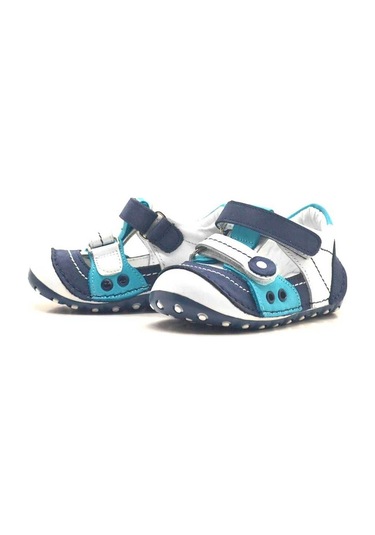 Hapshoe Hakiki Deri Mavi Cırtlı Yazlık Ilk Adım Ayakkabı (372301007) Mavi