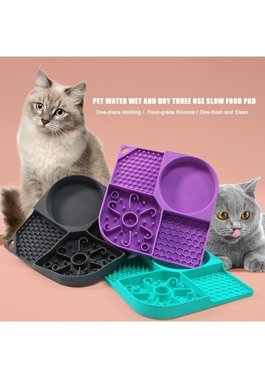 Qingmipy Mor Silikon Köpek Yavaş Yeme Matı, Çekmeceli Kare, Farklı Yemek Yerleştirme, Duş Veya Oyun Sirki, Evcil Hayvan Tutturucu Diğer