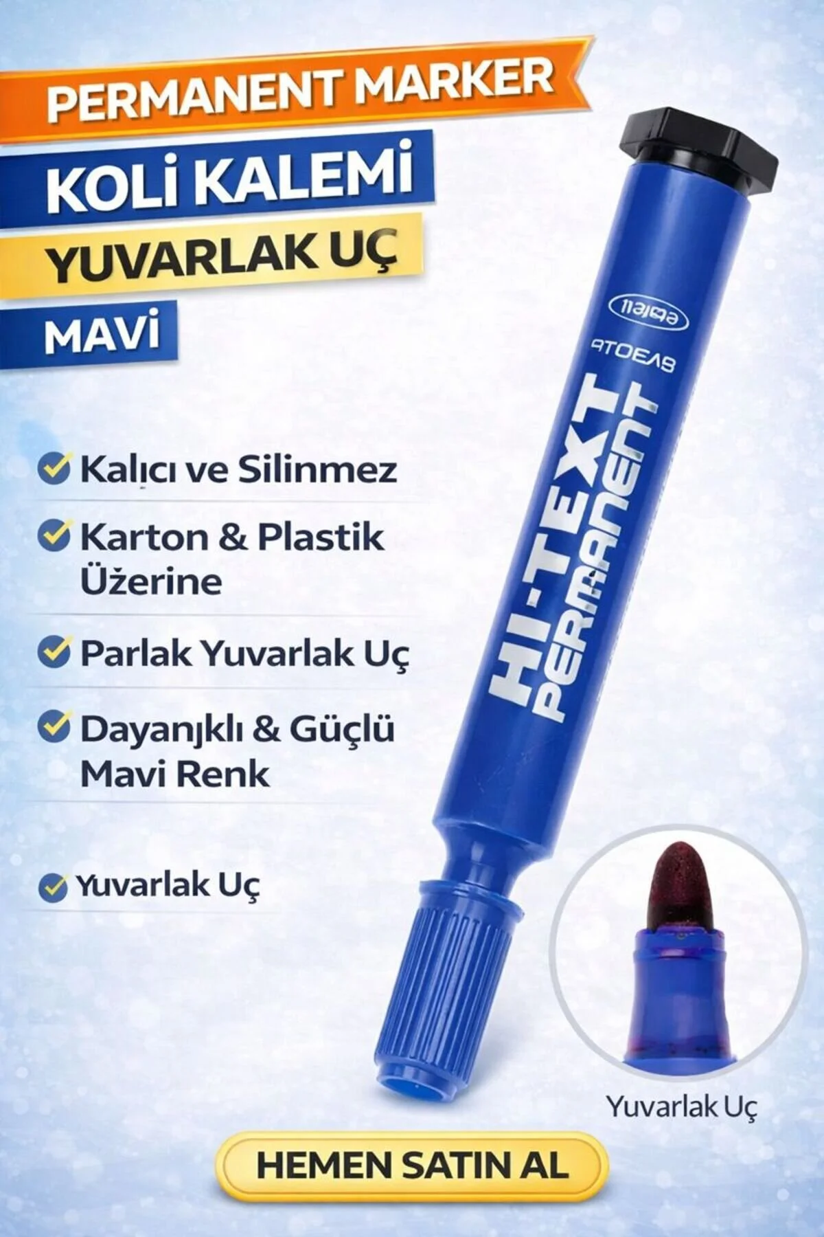 Permanent Marker Koli Kalemi Yuvarlak Uç Siyah - Mavi