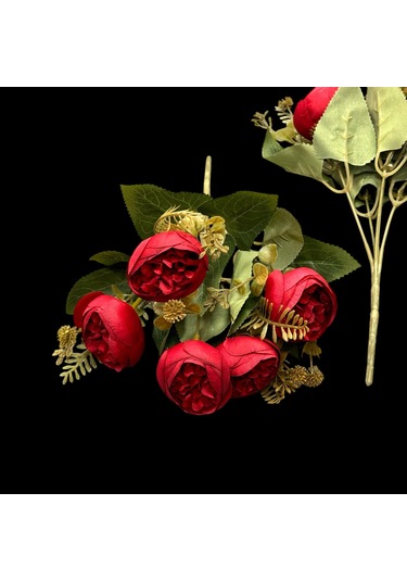 Konak Züccaciye 5 Dallı Garnitürlü Şakayık Demet Küçük Kırmızı