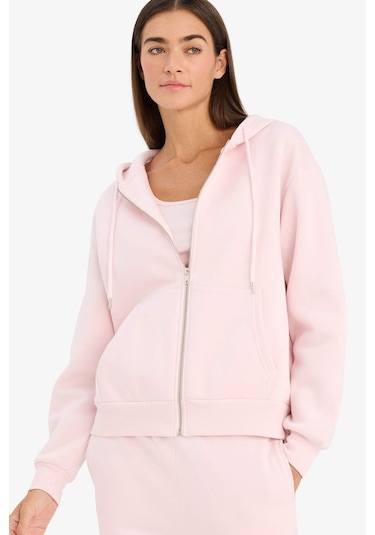 Defacto Relax Fit Kapüşonlu Sweatshirt C1809AX25SP Pembe