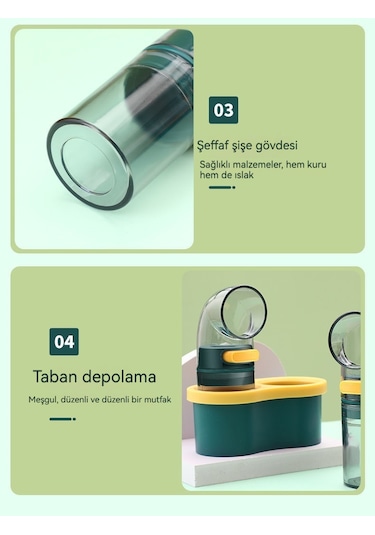 Kantitatif Kontrol Tuz Tankı Kontrol Baharat Kutusu Baharat Kutusu Ev Mutfak Baharat Şişesi Tuz Serpin 3 Koyu Yeşil