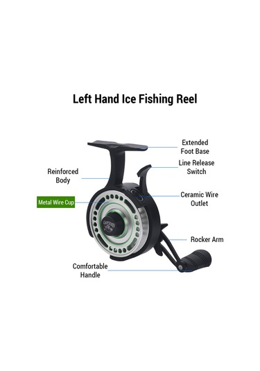 Lemestar Sol Elle Metal Gövde Buz Balıkçılığı Reeli - 2.8:1 Dişli Oranı, 193g Hafif Tasarım