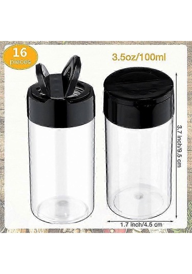 Baharat Tozları Ve Otların Mutfakta Saklanması İçin Çalkalayıcı Kapaklı Şeffaf Plastik Baharat Kavanozları -