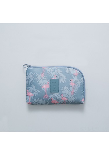 Youtek Gri Flamingo Desenli Su Geçirmez Dijital Alet Çantası - Şarj Cihazı, Kablolar, Kulaklık İçin Büyük Kapasiteli Seyahat Organizer 21x14x3 Cm