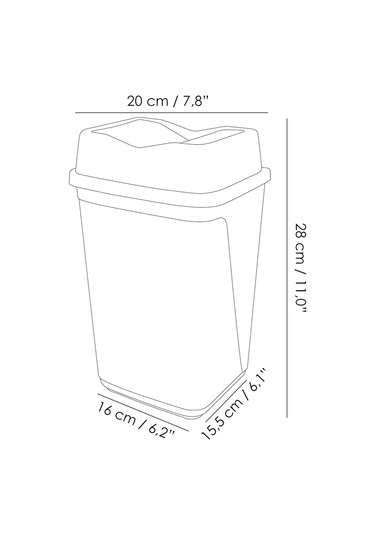 Çift Kapaklı Kelebek Çöp Kovası - Tezgah Üstü Çöp Kovası Banyo Mutfak Çöp Kovası 5 Litre Gri